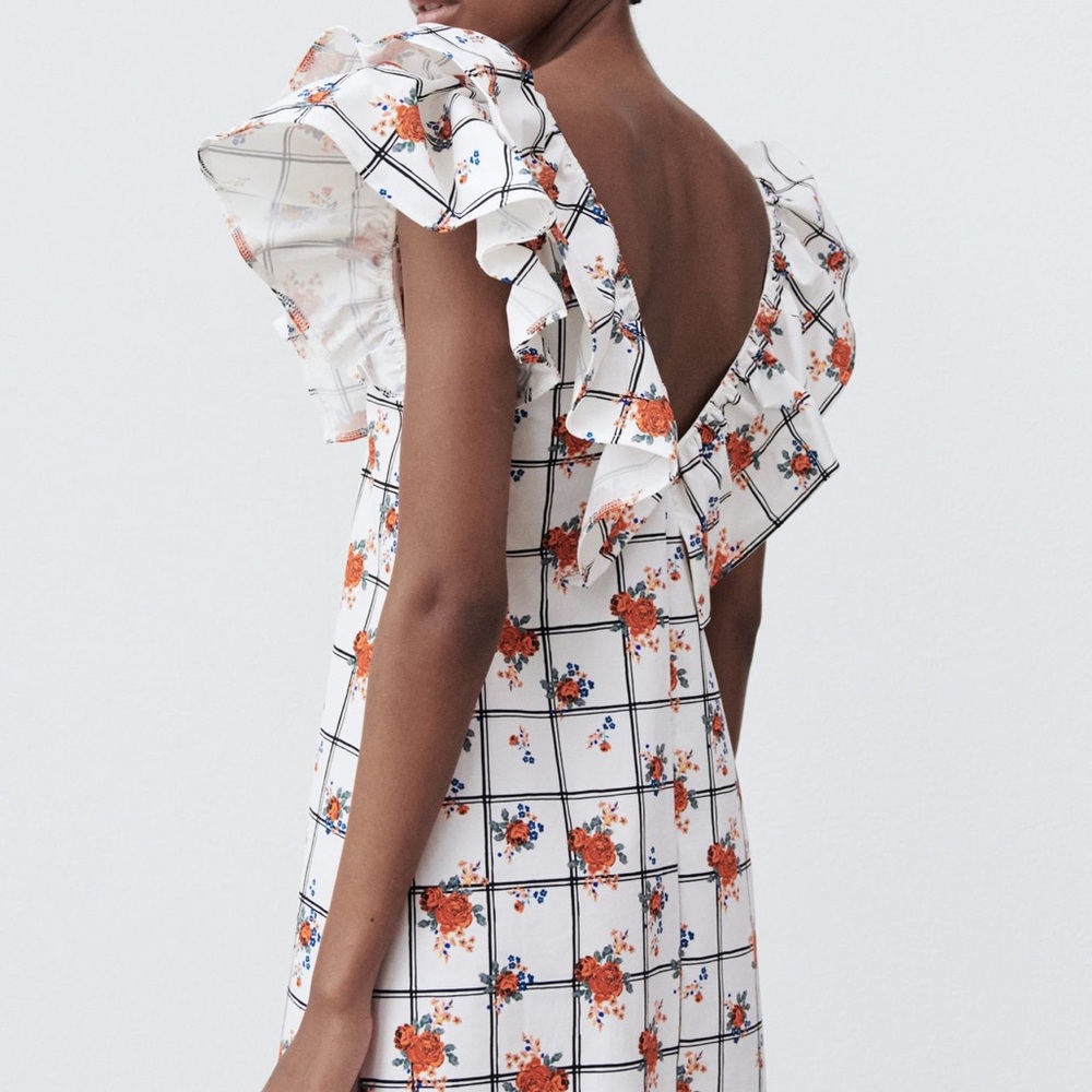 NWT ZARA FLORAL PRINT DRESS WITH RUFFLES DETAIL - Picture 4 of 7